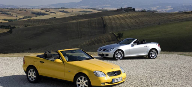 Zur Premiere des neuen Mercedes SLK: Wallpaper-Galerie der Vorgängermodelle: SLK-Wallpaper: Die schönsten Bilder von der ersten und zweiten Generation des kleinen Mercedes-Roadsters zum Downloaden!