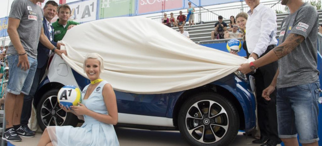 Österreich-Premiere des neuen smart fortwo und forfour in Klagenfurt: Die neue smart Generation ist der Stargast beim A1 Beach Volleyball Grand Slam in Klagenfurt (29. Juli bis 3. August)