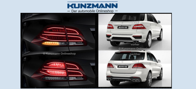 Mercedes-Benz M-Klasse (W166): Kunzmann macht den ML zur GLE-Lichtgestalt : Tipp: LED-Rückleuchten vom GLE W166 Facelift für M-Klasse nachrüsten