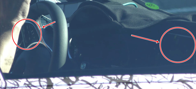 Mercedes-Benz Erlkönig: Blick in die neue A-Klasse W177: Spy Shot Video: Bilder vom A-Klasse Interieur mit neuem Widescreen